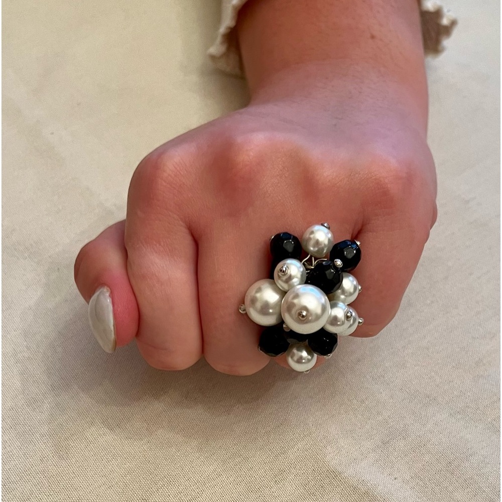 Black and White Tassel Ring